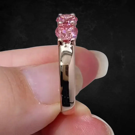 Affordable Luxury Jewelry Round Cut Pink Lab Diamond Five Stone Ring