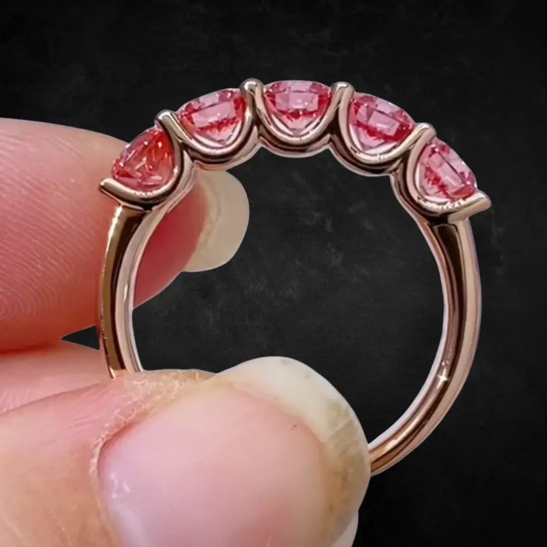 Affordable Luxury Jewelry Round Cut Pink Lab Diamond Five Stone Ring