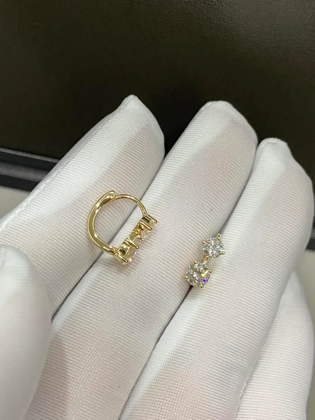 Affordable Luxury Jewelry 1.36ctw Double Lab Diamond Hoop Earrings, Round & Princess Cut