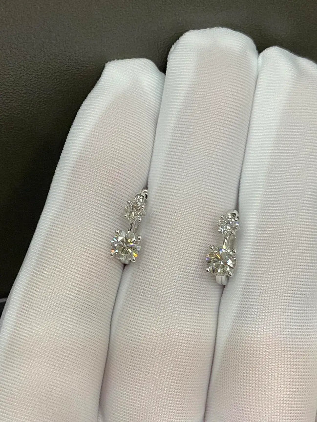 Affordable Luxury Jewelry 1.36ctw Double Lab Diamond Hoop Earrings, Round & Princess Cut