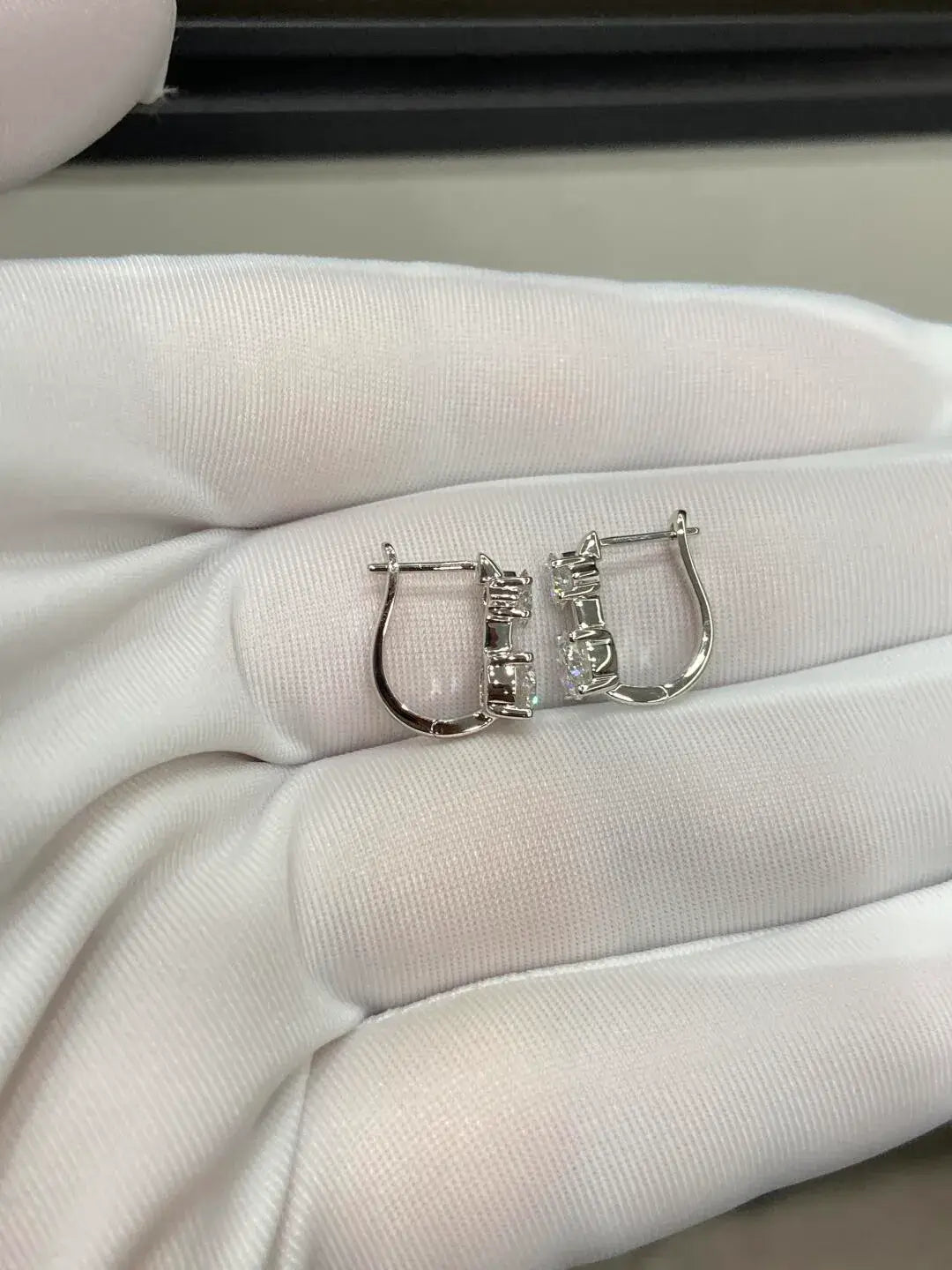 Affordable Luxury Jewelry 1.36ctw Double Lab Diamond Hoop Earrings, Round & Princess Cut