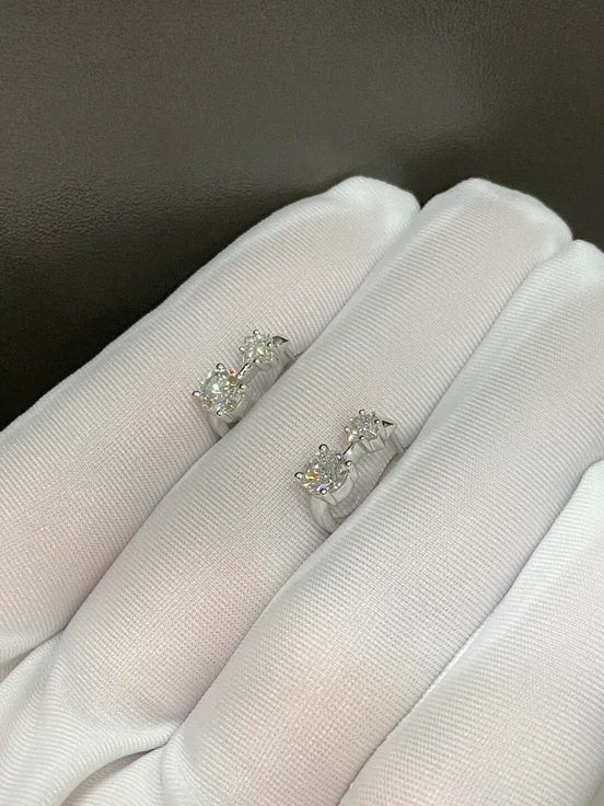 Affordable Luxury Jewelry 1.36ctw Double Lab Diamond Hoop Earrings, Round & Princess Cut