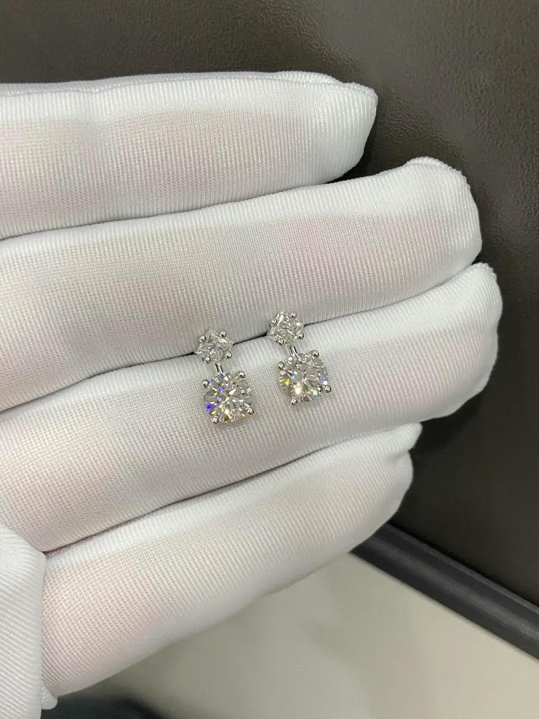 Affordable Luxury Jewelry 1.36ctw Double Lab Diamond Hoop Earrings, Round & Princess Cut