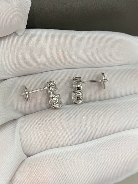 Affordable Luxury Jewelry 1.36ctw Double Lab Diamond Hoop Earrings, Round & Princess Cut