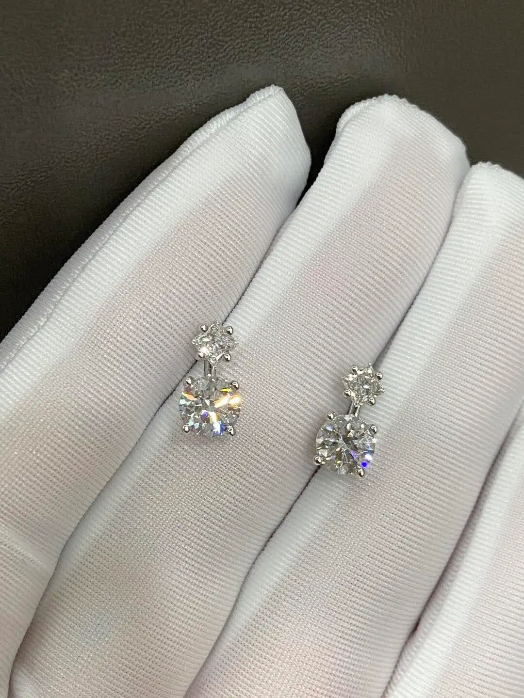 Affordable Luxury Jewelry 1.36ctw Double Lab Diamond Hoop Earrings, Round & Princess Cut