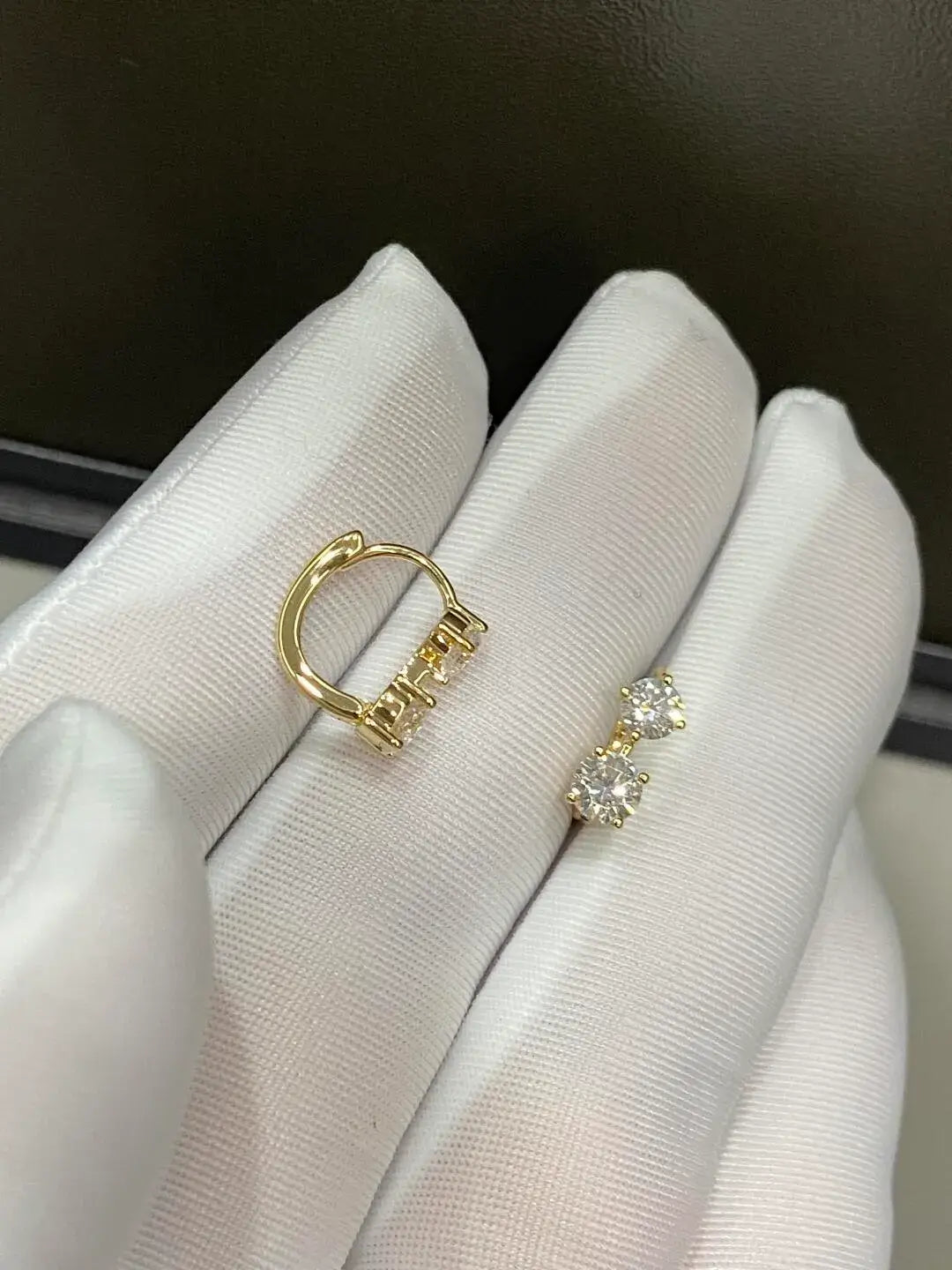 Affordable Luxury Jewelry 1.36ctw Double Lab Diamond Hoop Earrings, Round & Princess Cut