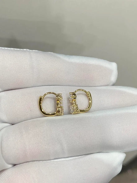Affordable Luxury Jewelry 1.36ctw Double Lab Diamond Hoop Earrings, Round & Princess Cut