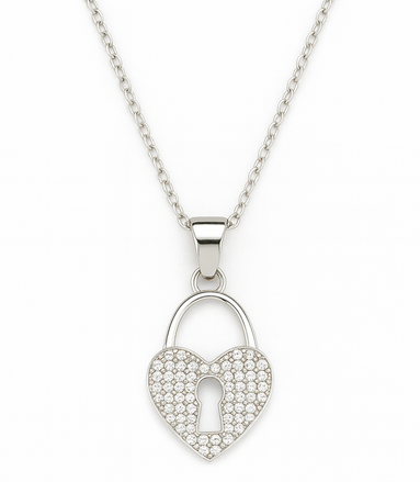 Eternal Heart Lock Pendant Necklace