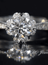 Unique Snowflake Lab Diamond Ring 18K Gold Halo - Pave Engagement Ring
