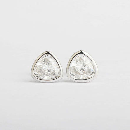 Affordable Luxury Jewelry Bezel Trillion Cut Solitaire Lab-Grown Diamond Studs (1.31 Ct. Tw.)