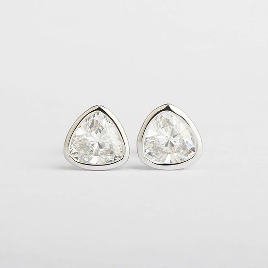 Bezel Trillion Cut Solitaire Lab-Grown Diamond Studs (1.31 Ct. Tw.)