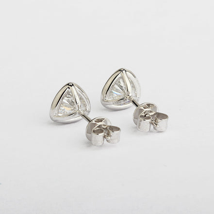 Affordable Luxury Jewelry Bezel Trillion Cut Solitaire Lab-Grown Diamond Studs (1.31 Ct. Tw.)