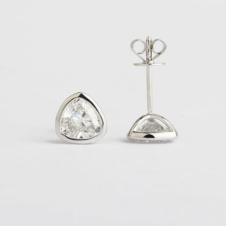 Affordable Luxury Jewelry Bezel Trillion Cut Solitaire Lab-Grown Diamond Studs (1.31 Ct. Tw.)