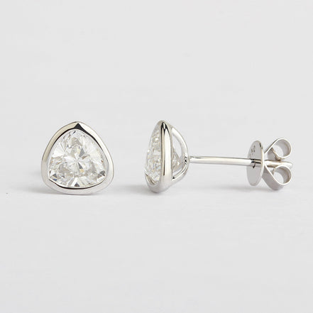 Bezel Trillion Cut Solitaire Lab-Grown Diamond Studs (1.31 Ct. Tw.)