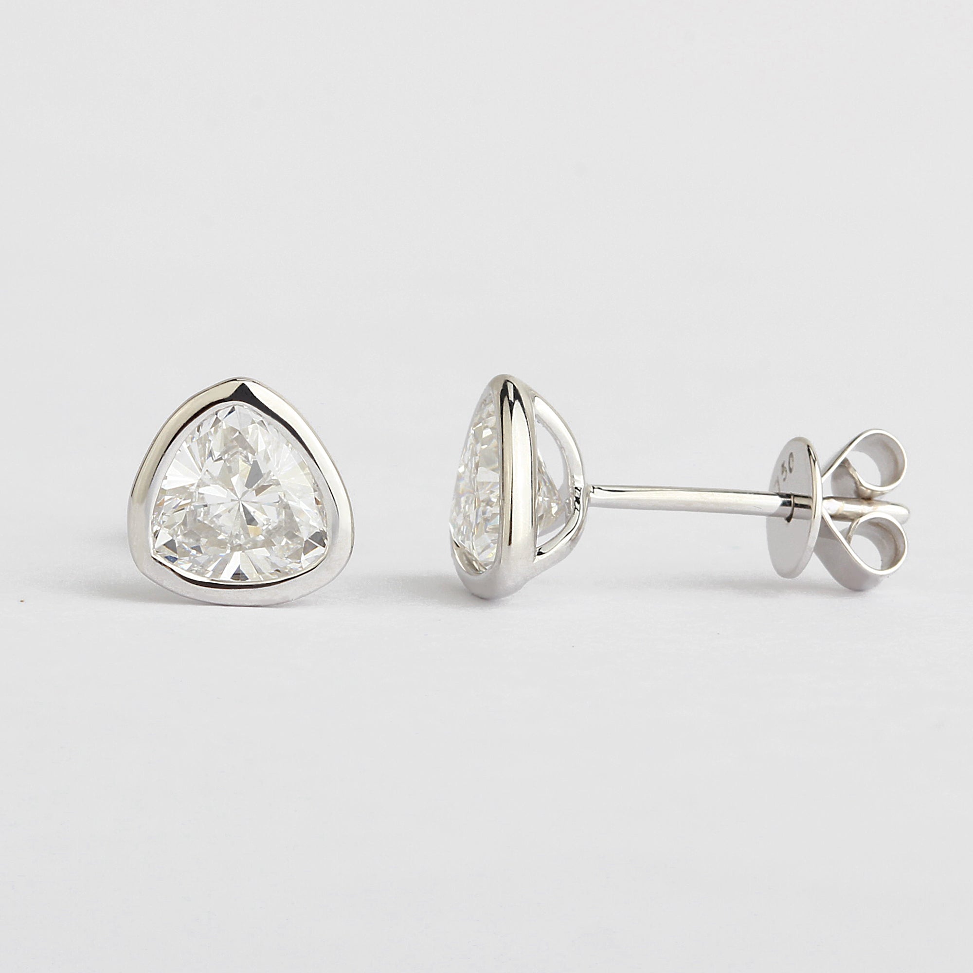 Affordable Luxury Jewelry Bezel Trillion Cut Solitaire Lab-Grown Diamond Studs (1.31 Ct. Tw.)