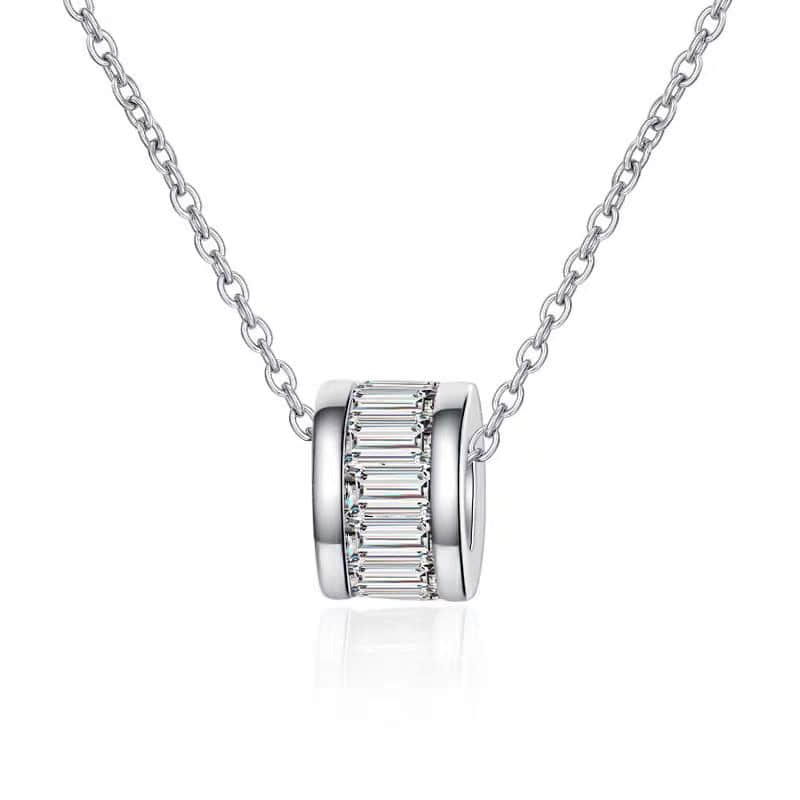 Affordable Luxury Jewelry 1 CT Lab Diamond Cylinder Tube Pendant Necklace