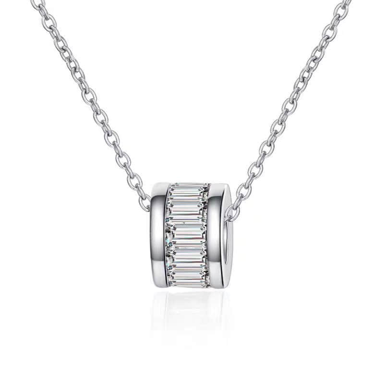 Affordable Luxury Jewelry 1 CT Lab Diamond Cylinder Tube Pendant Necklace