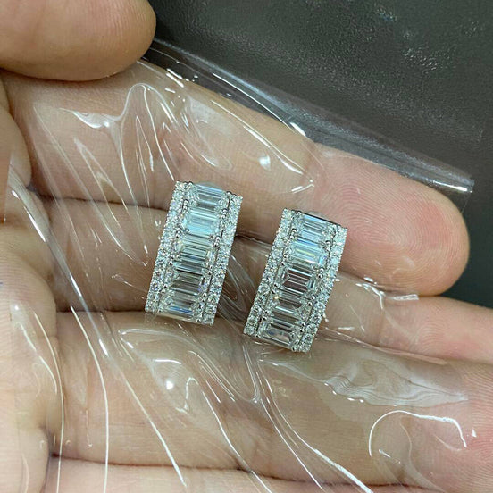Affordable Luxury Jewelry Emerald Cut Lab Diamond Clip-On Earrings