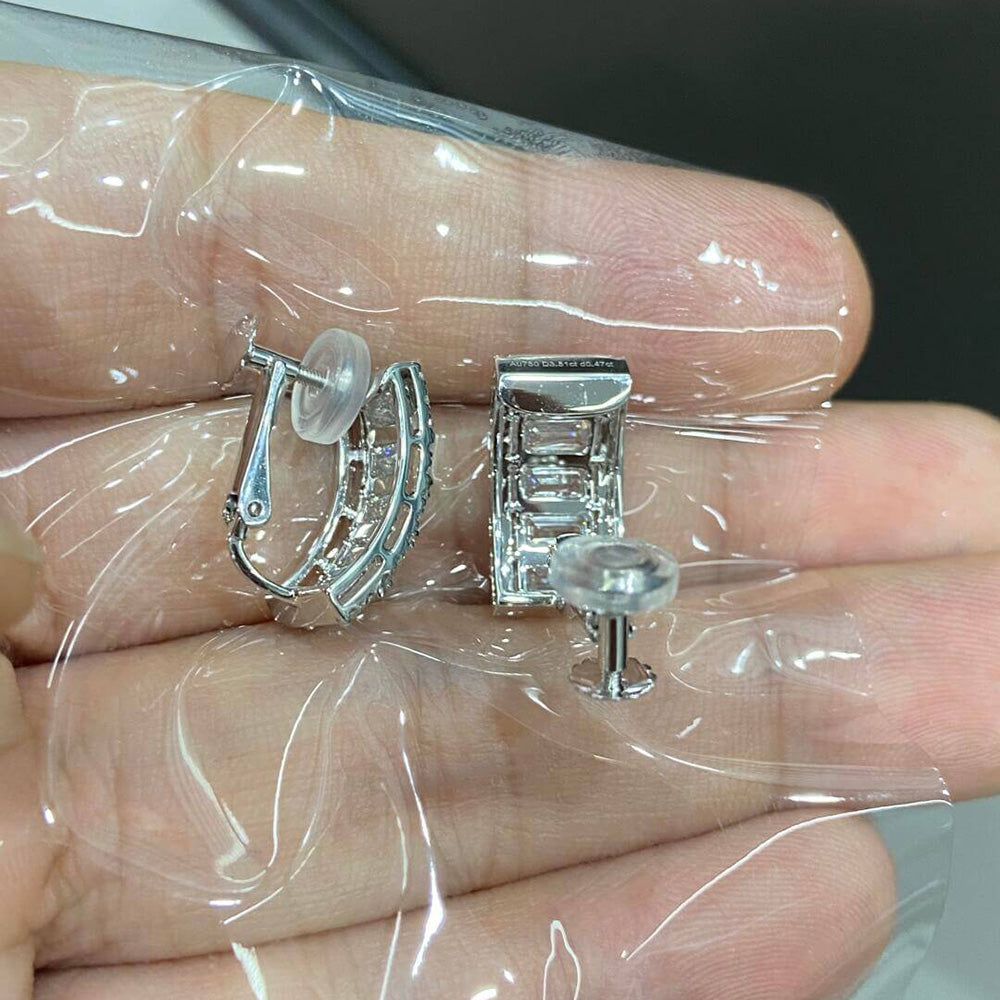 Affordable Luxury Jewelry Emerald Cut Lab Diamond Clip-On Earrings