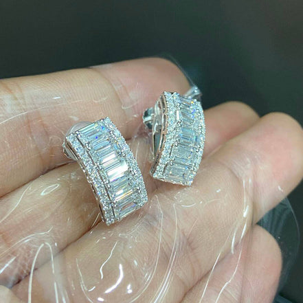 Affordable Luxury Jewelry Emerald Cut Lab Diamond Clip-On Earrings