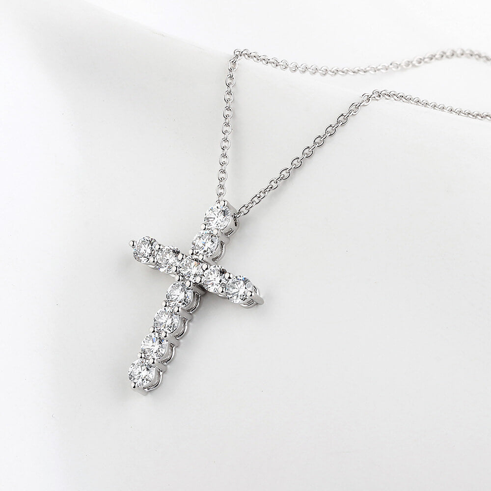 Affordable Luxury Jewelry 1.17 Ct Lab Diamond Cross Necklace 18K Gold
