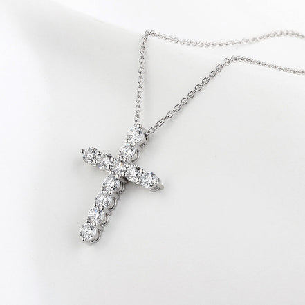 Affordable Luxury Jewelry 1.17 Ct Lab Diamond Cross Necklace 18K Gold
