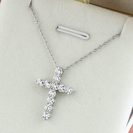 Affordable Luxury Jewelry 1.17 Ct Lab Diamond Cross Necklace 18K Gold