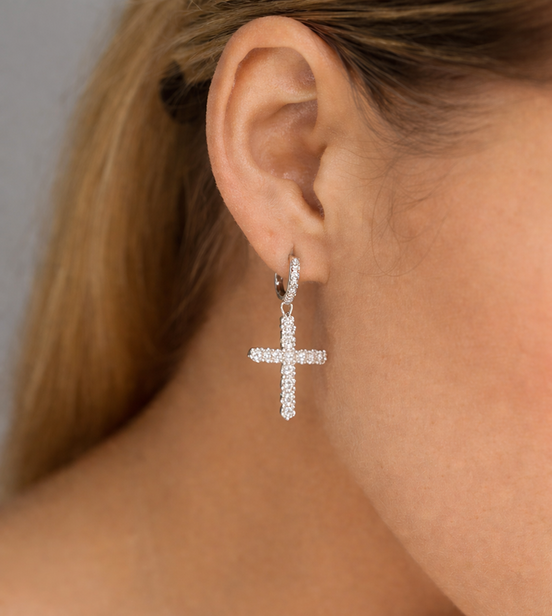 Eternal Cross Silver Earrings