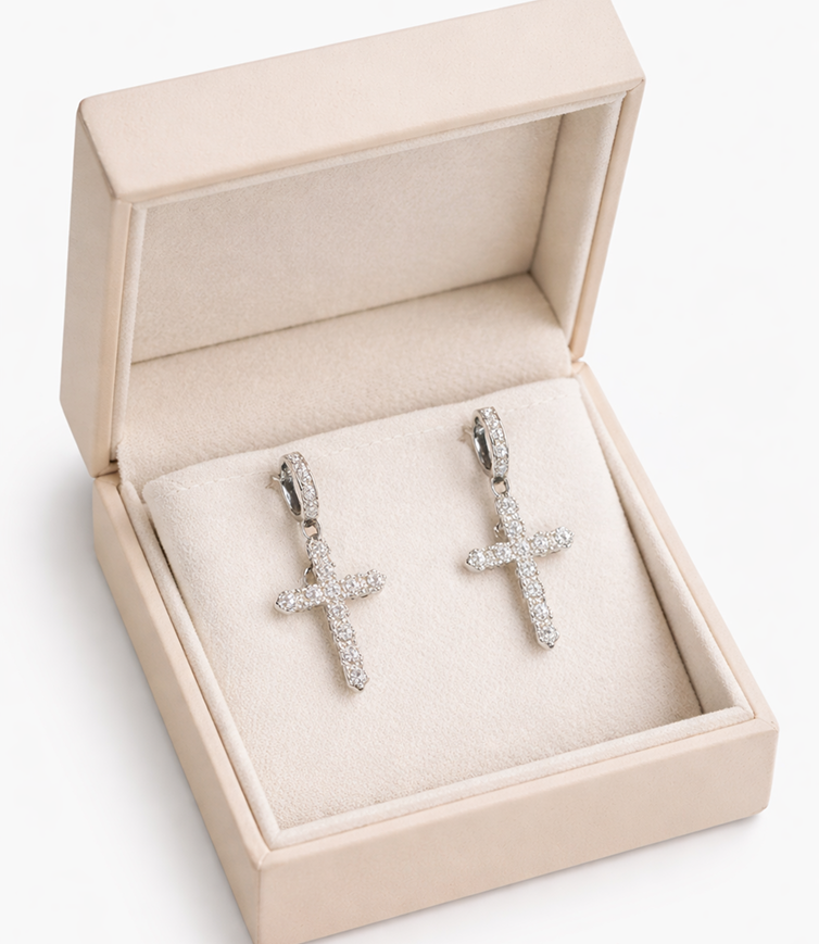 Eternal Cross Silver Earrings
