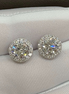 1.7ctw Round Lab Diamond Halo Earrings, 2 Ways to Wear