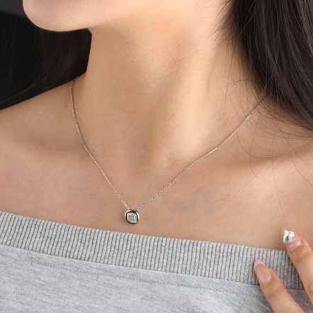 Affordable Luxury Jewelry 1 CT Princess Cut Lab Diamond Bezel Necklace