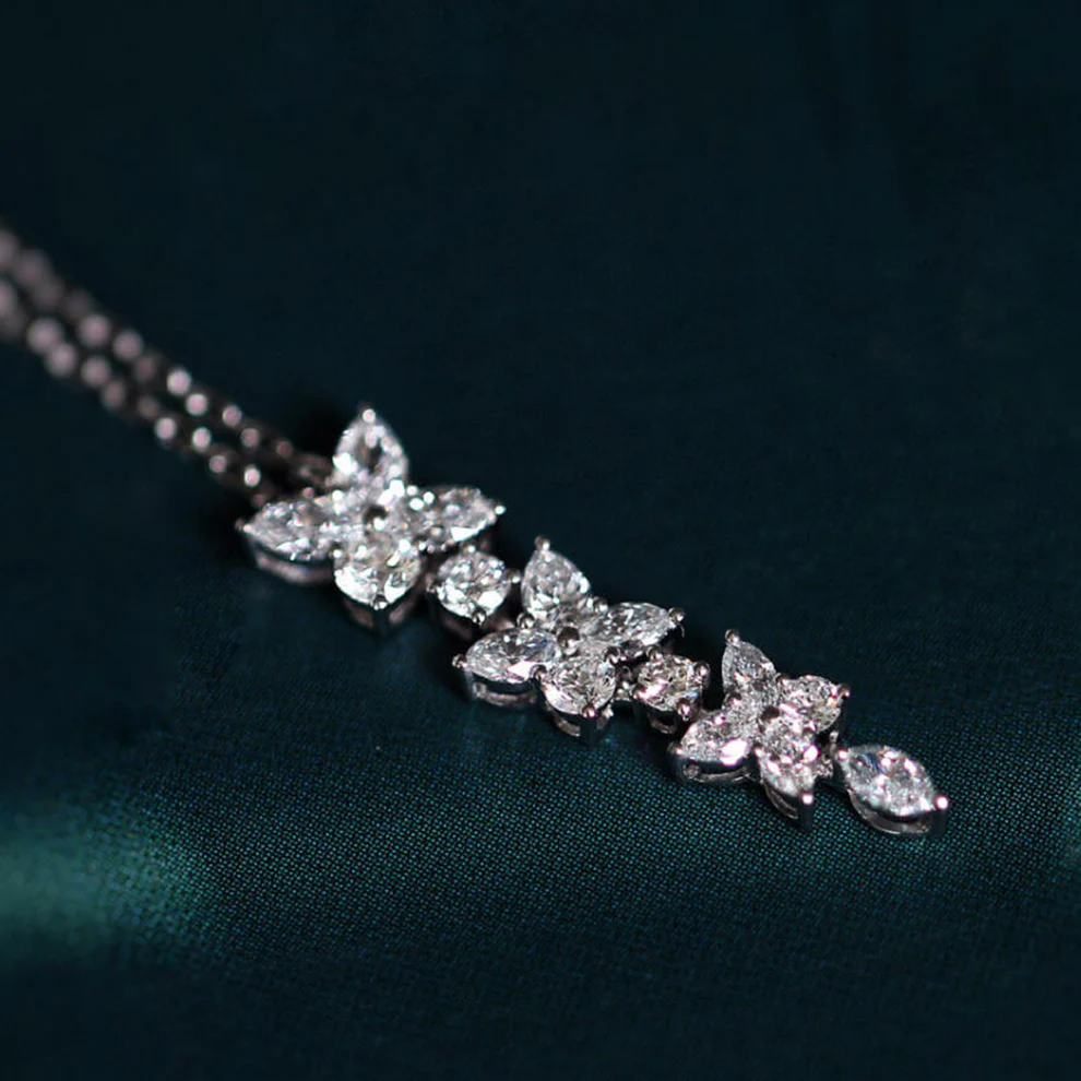 Affordable Luxury Jewelry Marquise and Round and Pear Lab Grown Diamond Necklace