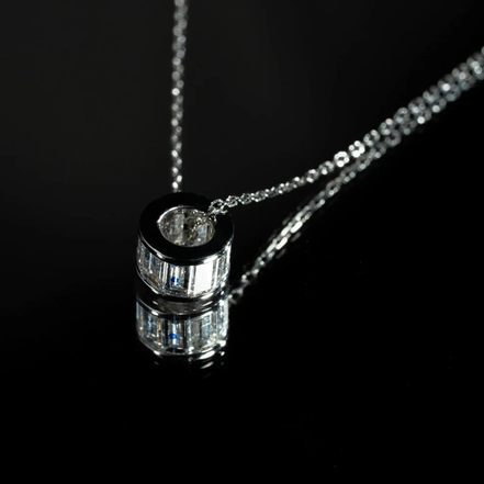 Affordable Luxury Jewelry 1 CT Lab Diamond Cylinder Tube Pendant Necklace