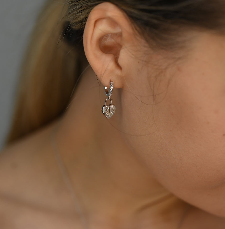 Forever Love Heart Lock & Key Earrings