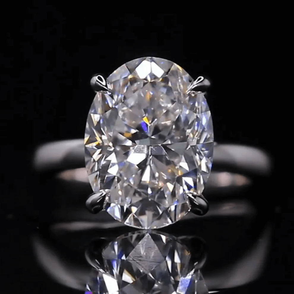 5 Carat Oval Cut Lab Grown Diamond Solitaire Engagement Ring