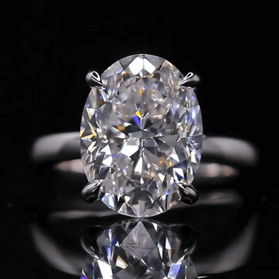 5 Carat Oval Cut Lab Grown Diamond Solitaire Engagement Ring