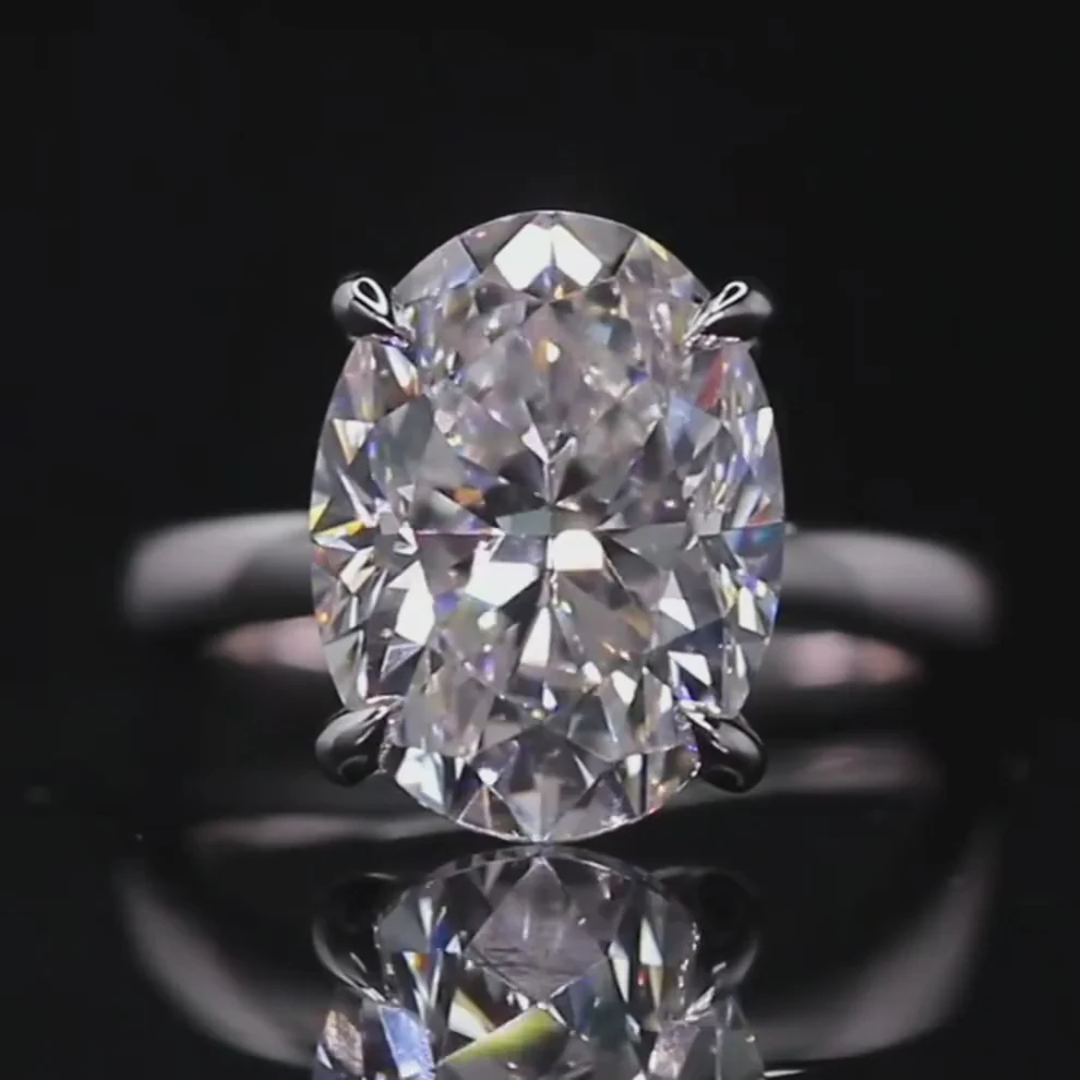 5 Carat Oval Cut Lab Grown Diamond Solitaire Engagement Ring