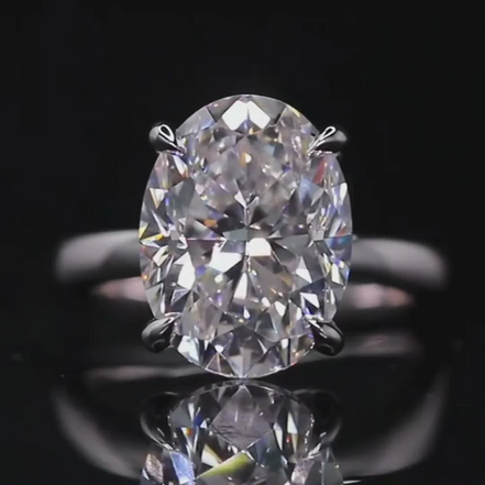 5 Carat Oval Cut Lab Grown Diamond Solitaire Engagement Ring