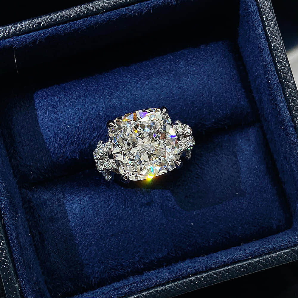 Luxurious 10 Carat Cushion Cut Lab Diamond Knot Ring