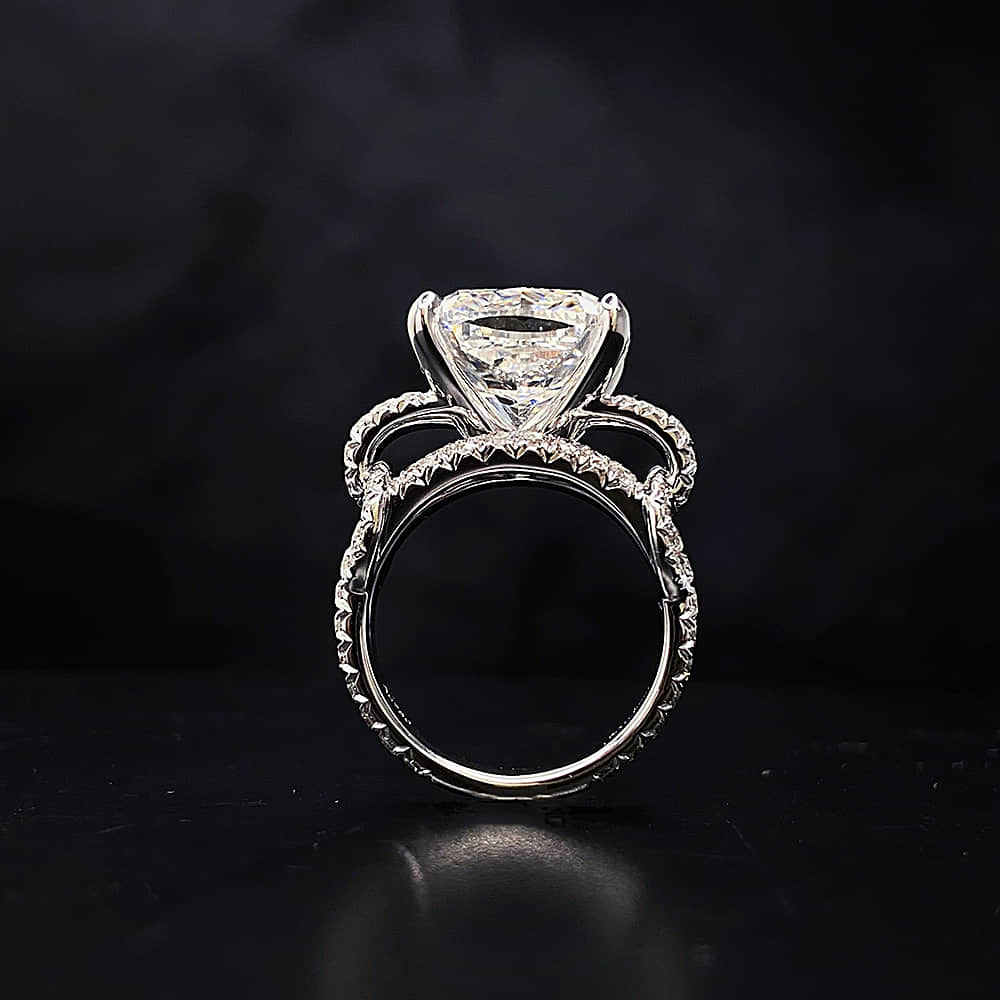 Luxurious 10 Carat Cushion Cut Lab Diamond Knot Ring