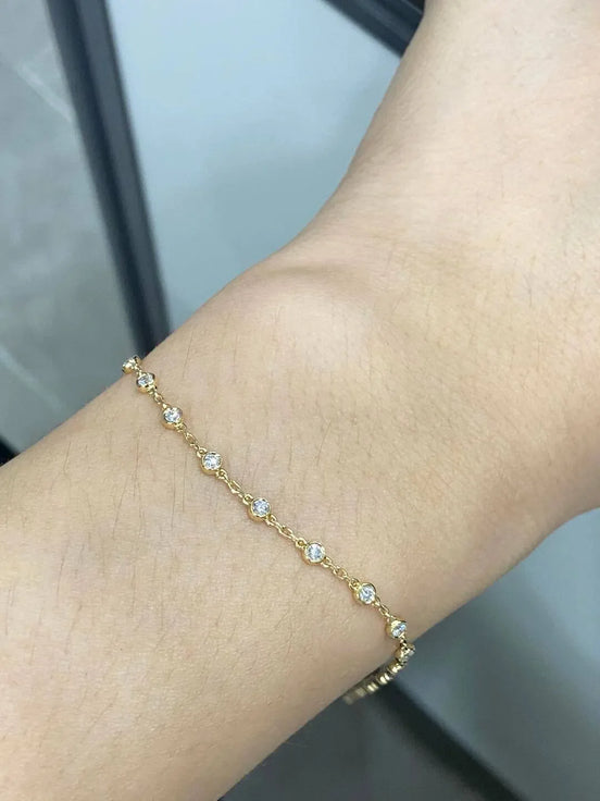 Affordable Luxury Jewelry Each 0.04ct Bezel Lab Grown Diamond Bracelet