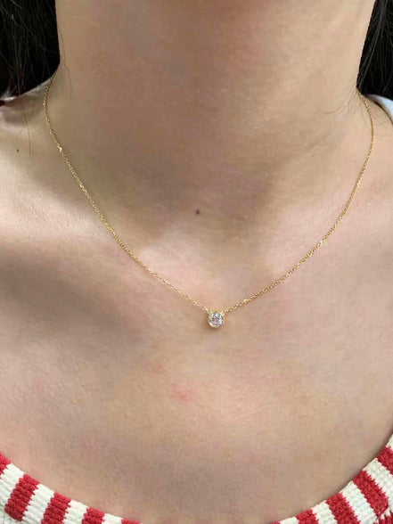 Affordable Luxury Jewelry 0.3CT Solitaire Lab Diamond Bridesmaid Necklace 18K Gold