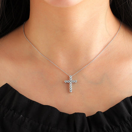 Affordable Luxury Jewelry 1.17 Ct Lab Diamond Cross Necklace 18K Gold