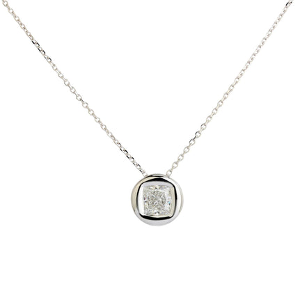 Affordable Luxury Jewelry 1 CT Princess Cut Lab Diamond Bezel Necklace 18K Gold