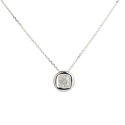 Affordable Luxury Jewelry 1 CT Princess Cut Lab Diamond Bezel Necklace 18K Gold