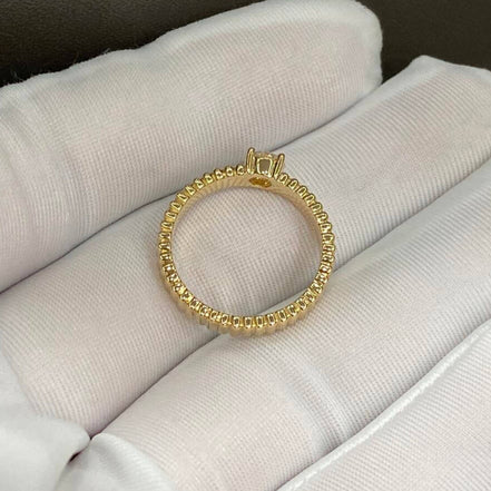 Vintage Engagement Ring Round Lab Diamond Solitaire Ring Prong Set Anniversary Unique Ring Hand Ribbed
