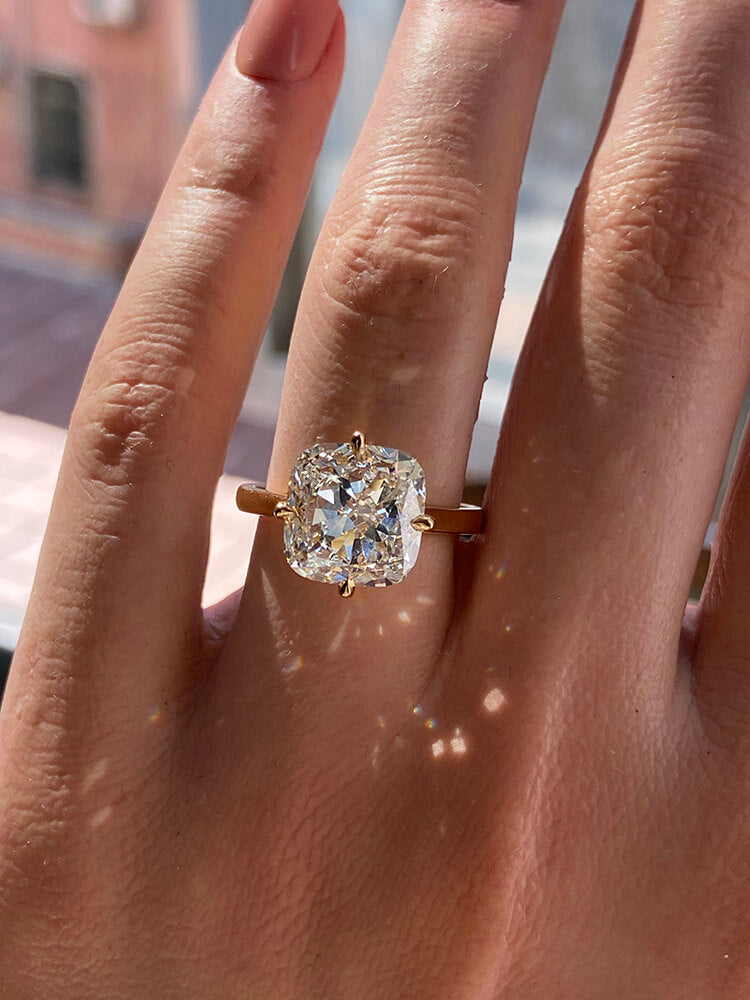 5 Carat Cushion Cut Lab Diamond Ring 14K Gold