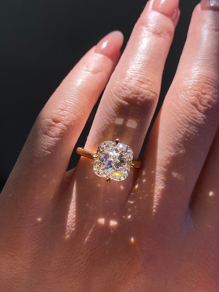 5 Carat Cushion Cut Lab Diamond Ring 14K Gold