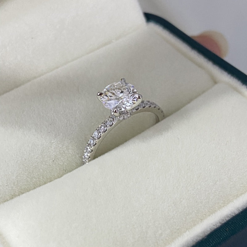 Affordable Luxury Jewelry Pave Round Lab Diamond Engagement Ring