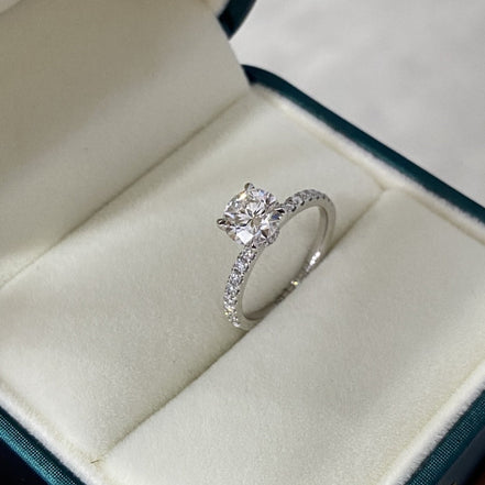 Affordable Luxury Jewelry Pave Round Lab Diamond Engagement Ring